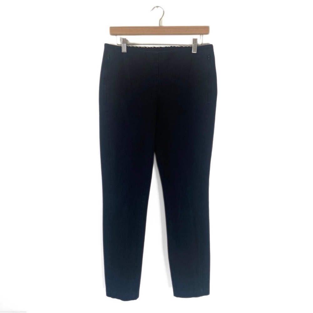 Lafayette 148 New York Black Mid-Rise Slim-Leg Workwear Pants Size Medium